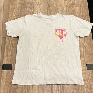 White Kids T-Shirt with Pink and Yellow Graphic